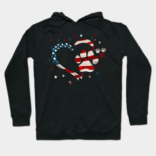 American Flag  Dog & Cat Paw Print - 4th Of July Hoodie